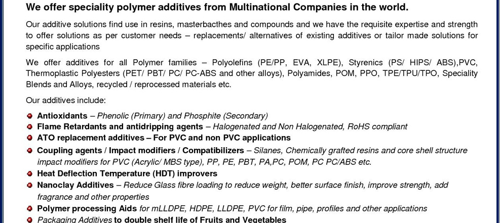 Speciality Polymer Additives from S.Amit