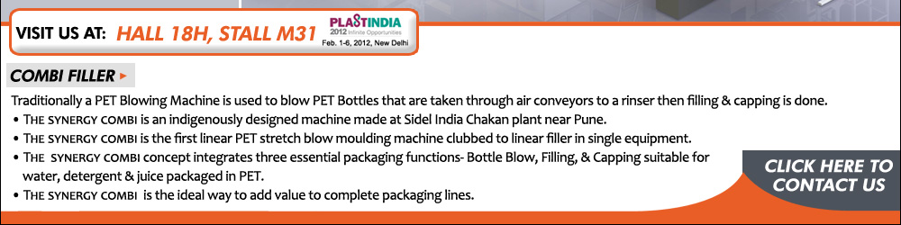 Visit Sidel at Hall 18, Stall M31 at Plastindia 2012