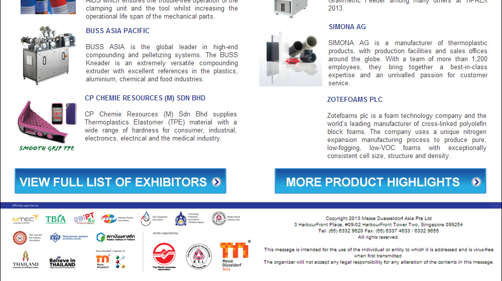 Full list of exhibitors Tiprex