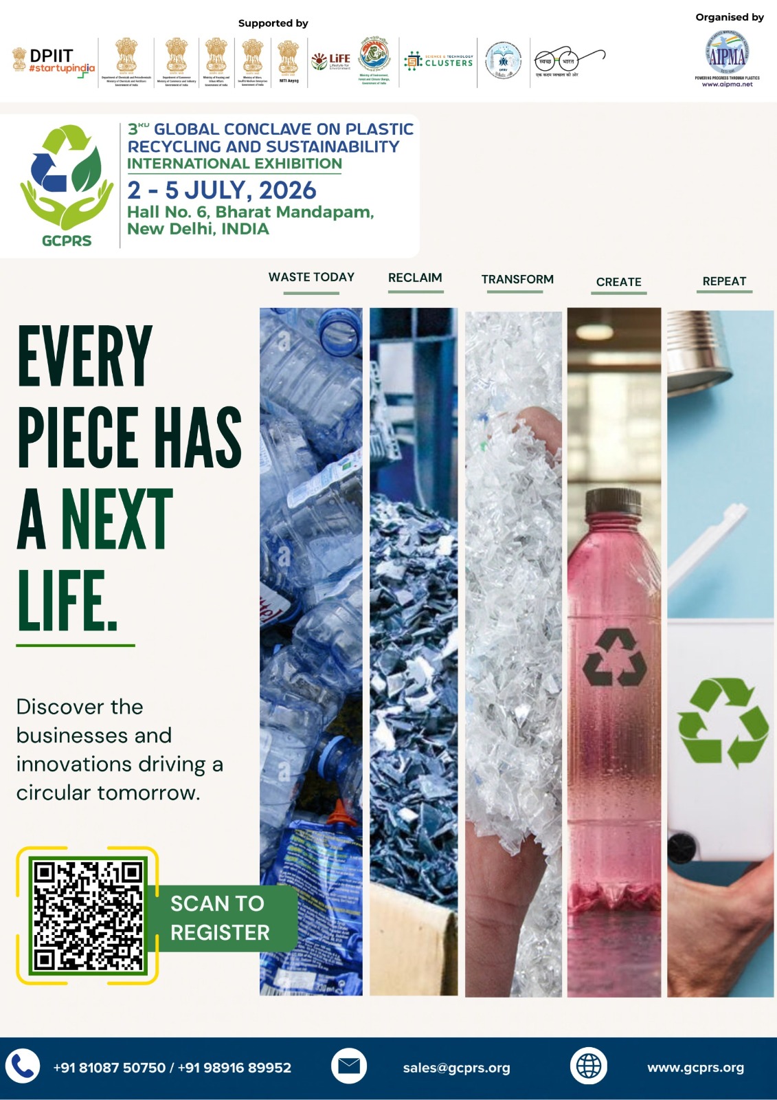 3rd Global Conclave on Plastic Recycling and Sustainability, held from 2 - 5 July 2026 at Bharat Mandapam, New Delhi, promoting circular economy and plastic recycling innovations with the message 