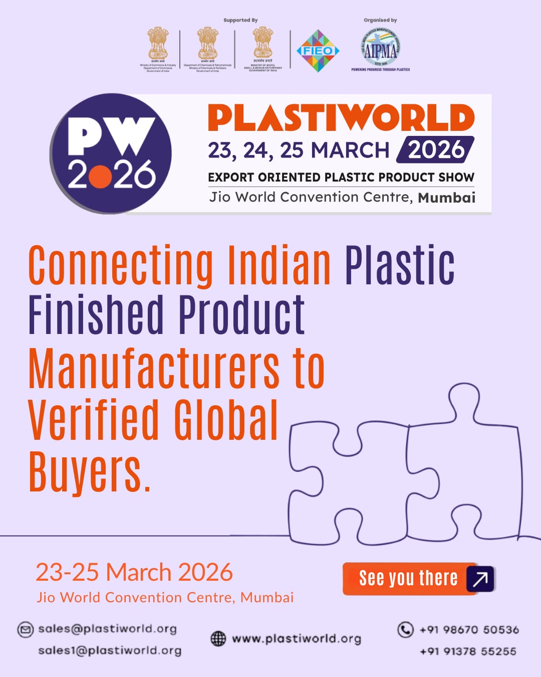 PlastiWorld 2026 export-oriented plastic product exhibition in Mumbai connecting Indian manufacturers with verified global buyers from 23 - 25 March at Jio World Convention Centre