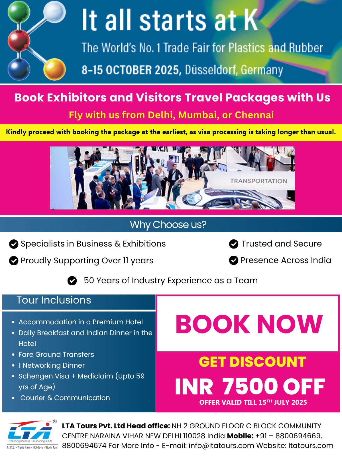 Travel Package for K 2025 Trade Fair in Dusseldorf � Includes Flights, Hotel, Visa, Meals & More � LTA Tours