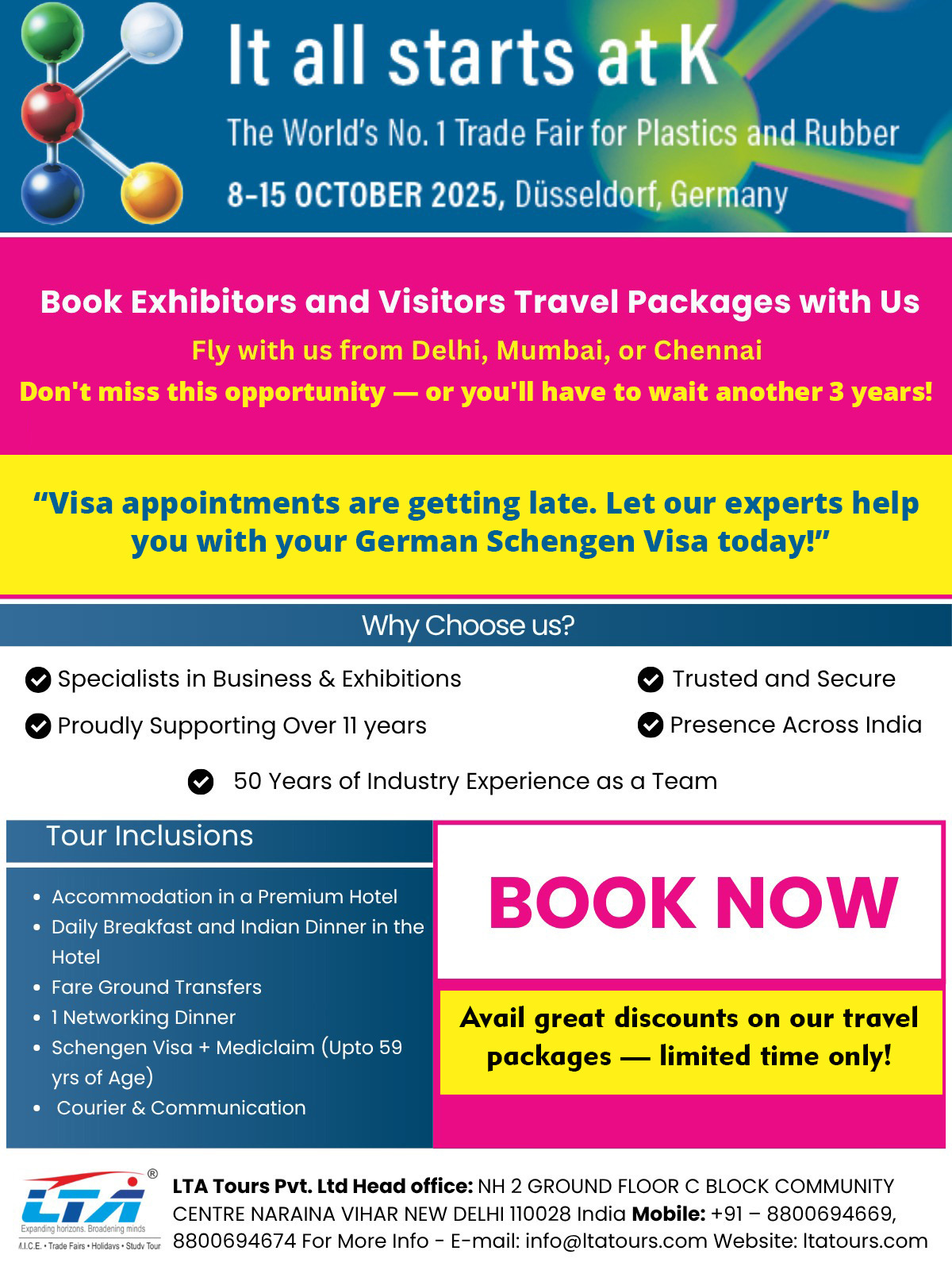 K 2025 Dusseldorf Trade Fair - Travel Packages with Visa, Flighs & Hotel from India.