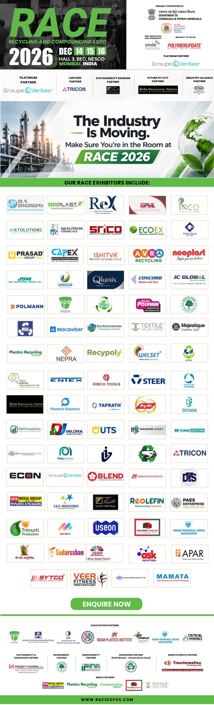 RACE 2026 exhibition banner promoting recycling, plastic compounding, and circular economy solutions.
