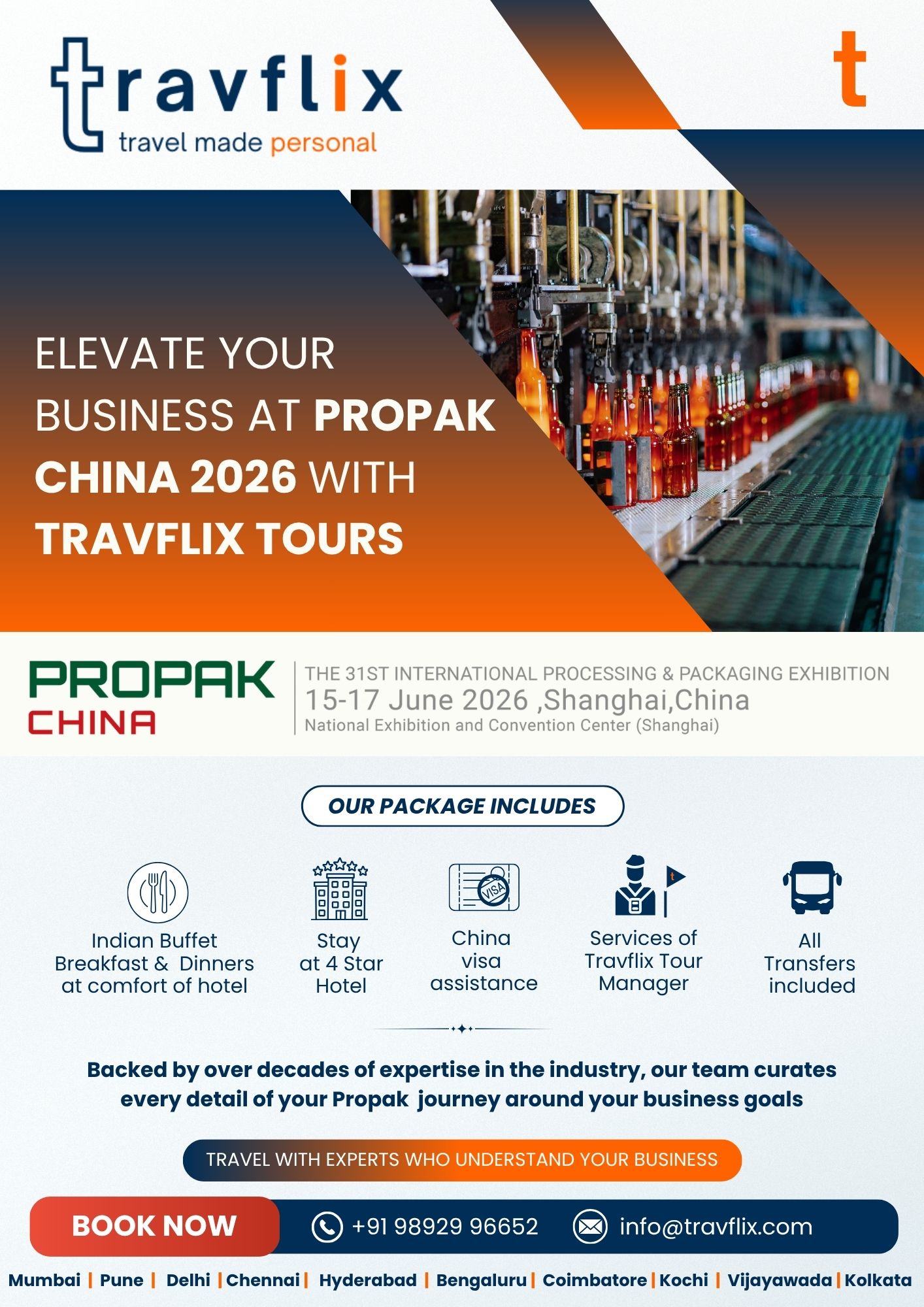 Travflix Tours ProPak China 2026 Shanghai travel package with 4 star hotel stay visa assistance transfers and tour manager for packaging exhibition visitors